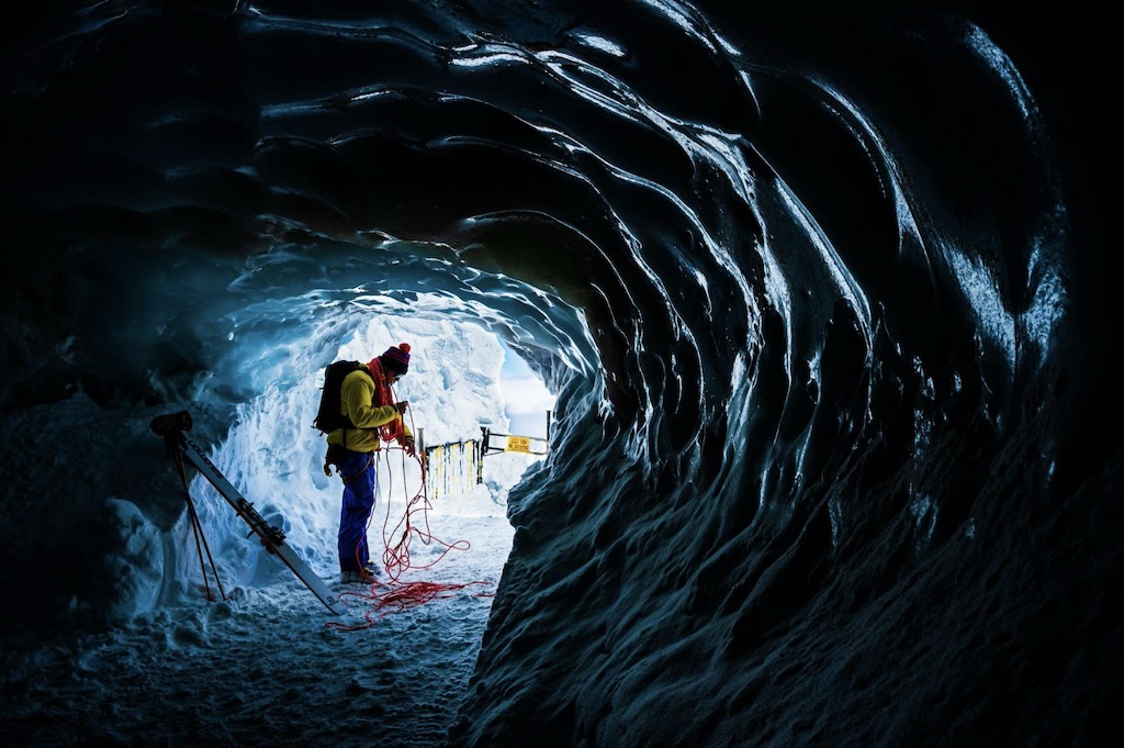 Outdoor professionals preparing gear